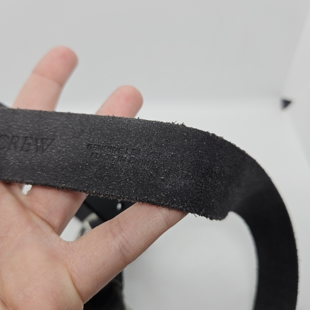J. Crew black leather belt with silver tone buckle and beaded detail S/M - Picture 6 of 7